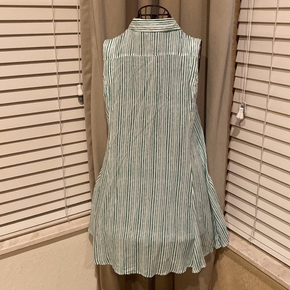 Anthropologie 11.1 TYLHO Percy Green and White striped Tunic - Picture 7 of 8